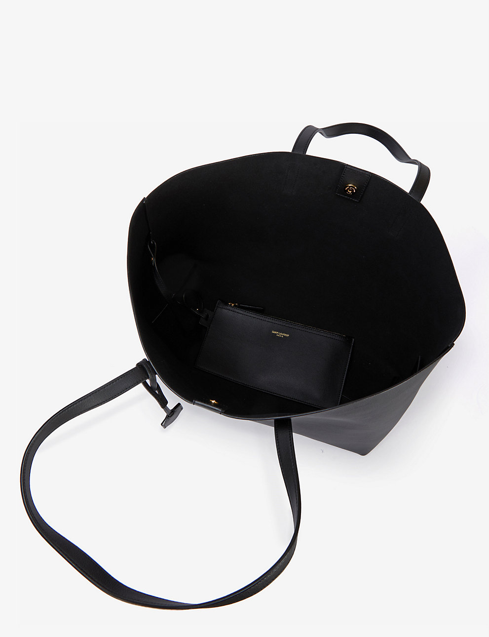 Yves Saint Laurent Tote Bag YSL logo black outside canvas inside nylon 33 x  38cm