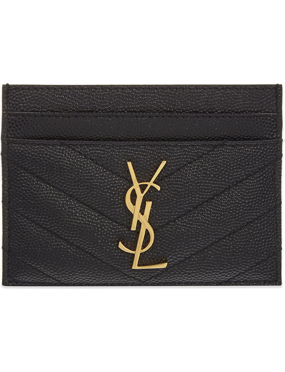 Monogramme leather card wallet Saint Laurent Black in Leather - 32765851