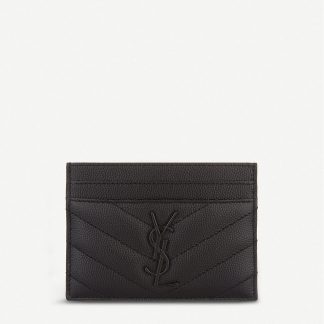 Saint Laurent Monogram Leather Card Case - Black