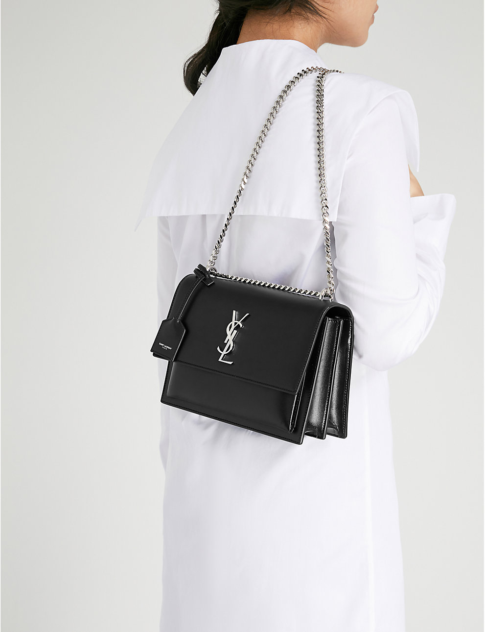 Sunset Monogram Ysl Large Flap-top Shoulder Bag In Black