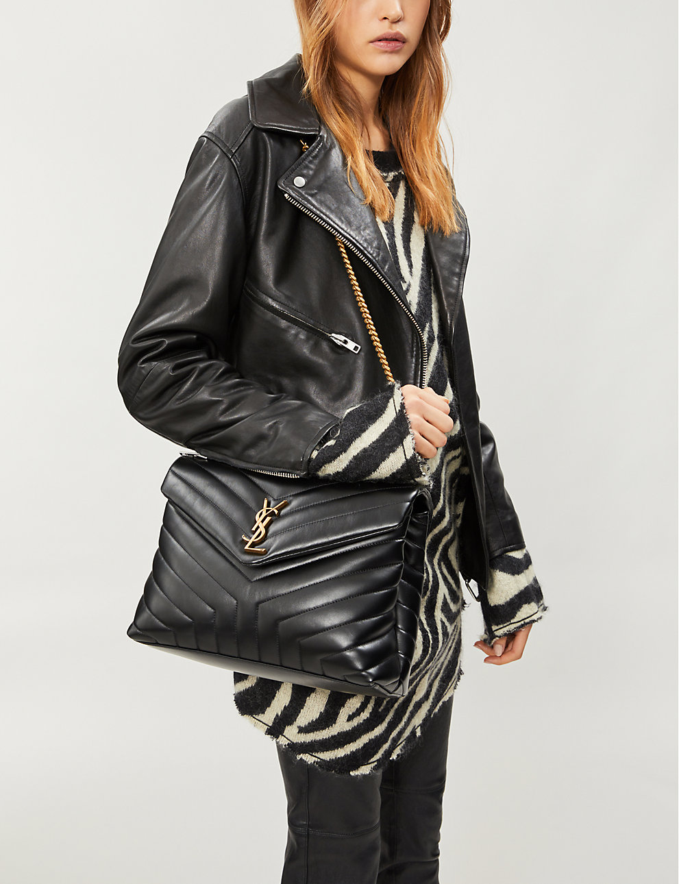 SAINT LAURENT Loulou medium leather shoulder bag BLACK/GOLD – Top Quality Yves Saint Laurent Bags