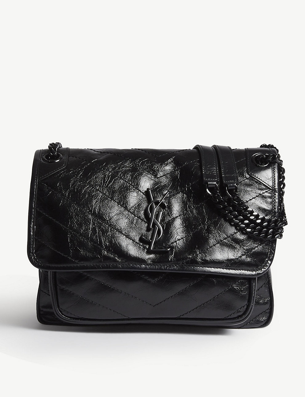 YVES SAINT LAURENT Niki Medium Leather Shoulder Bag Black