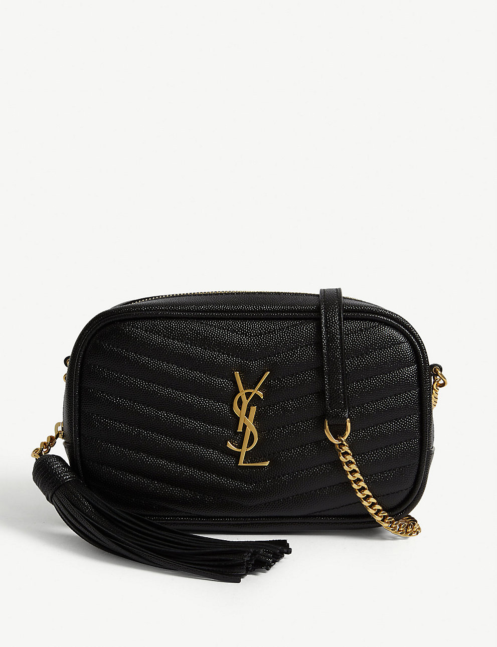 SAINT LAURENT Lou mini leather camera bag BLACK GOLD – Top Quality Yves ...