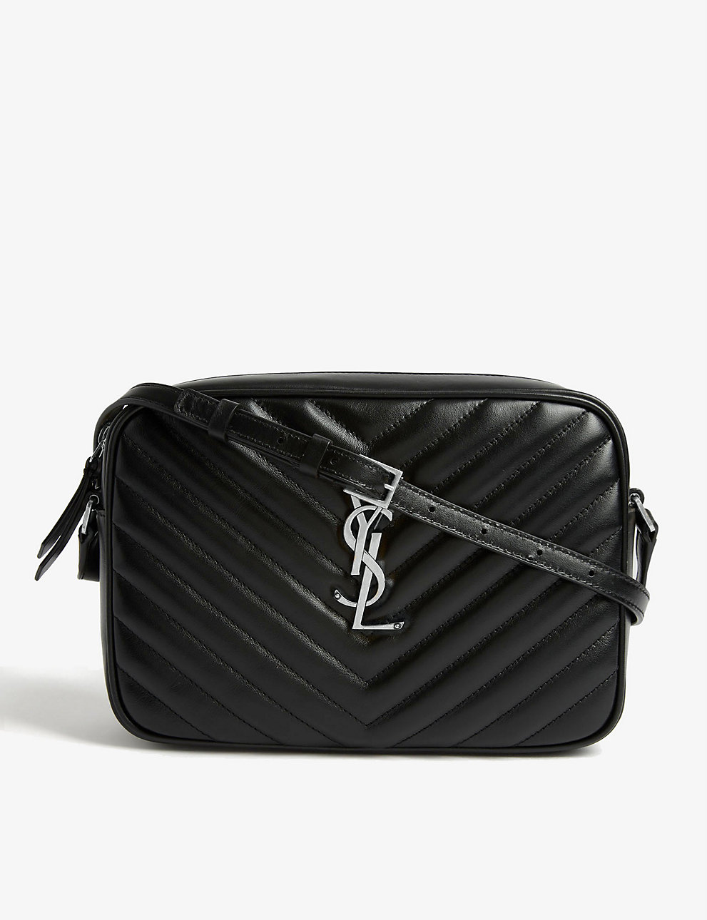 saint laurent lou quiltet læder kamera taske sort sølv – kvalitet Yves Saint Laurent tasker Shop